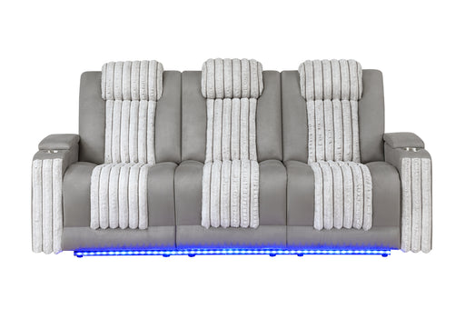 U8000 GREY PWR REC SOFA W/PHR, DDT, READING LIGHT & LED LIGHT - De Avenue Furniture