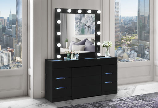 ELLA BLACK VANITY SET WITH STORAGE STOOL - De Avenue Furniture
