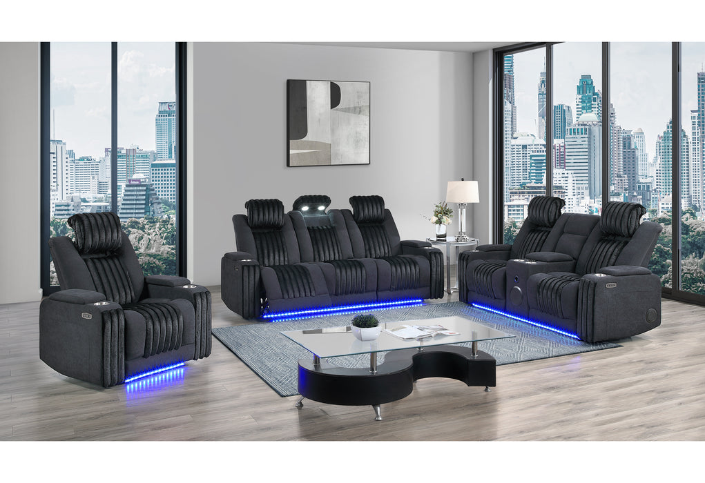 U8000 BLACK PWR REC SOFA/PWR CON REC LOVESEAT/PWR RECLINER W/PHR - De Avenue Furniture