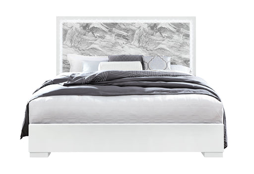NAOMI SILVER MARBLE KING BED WITH LED - De Avenue Furniture