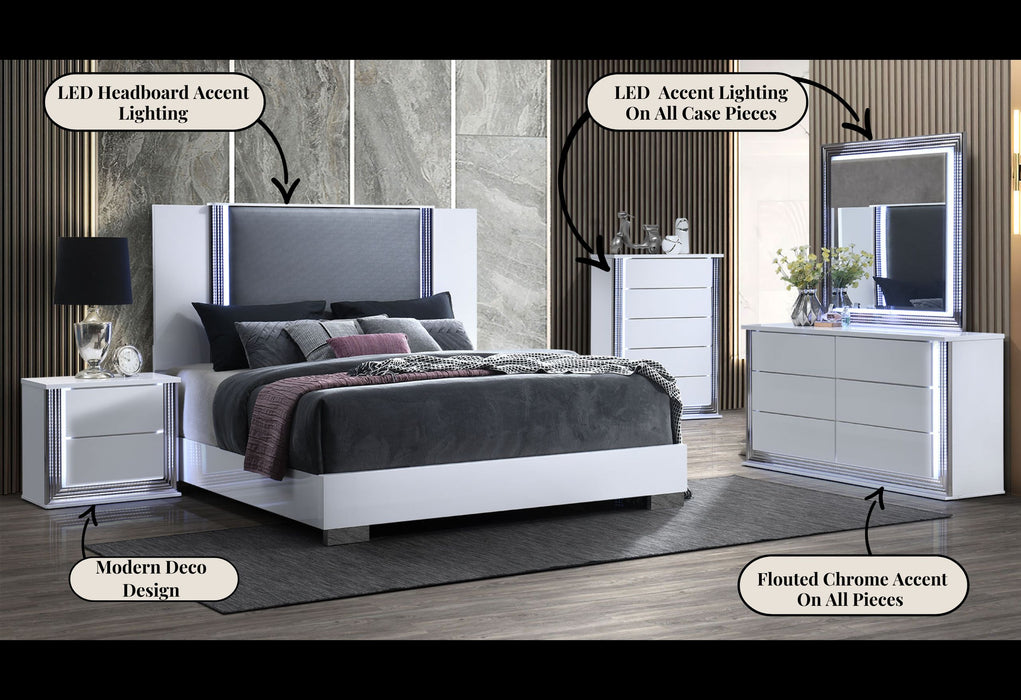 YLIME SMOOTH WHITE DRESSER, MIRROR, NIGHTSTAND - De Avenue Furniture