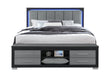 EMMA BLACK/GREY KING BED WITH LED AND USB - De Avenue Furniture