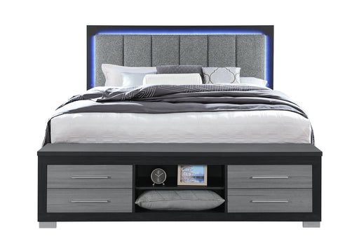 EMMA BLACK/GREY KING BED WITH LED AND USB - De Avenue Furniture
