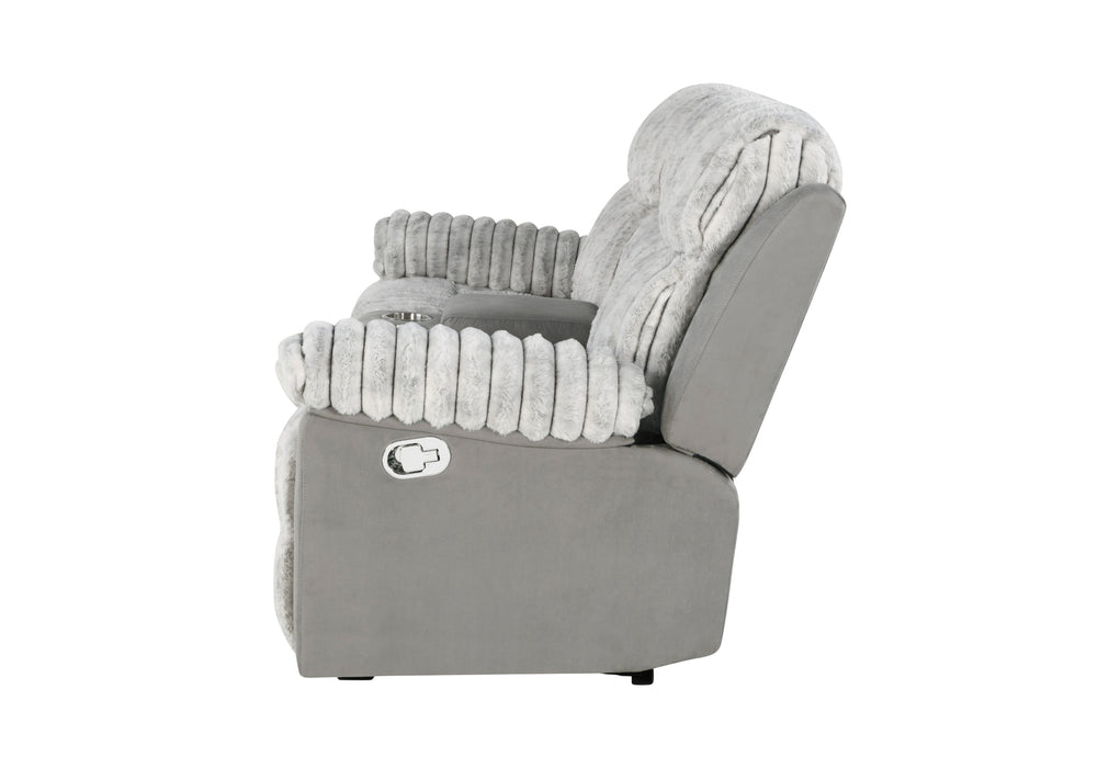 U6028 GREY CONSOLE RECLINING LOVESEAT - De Avenue Furniture