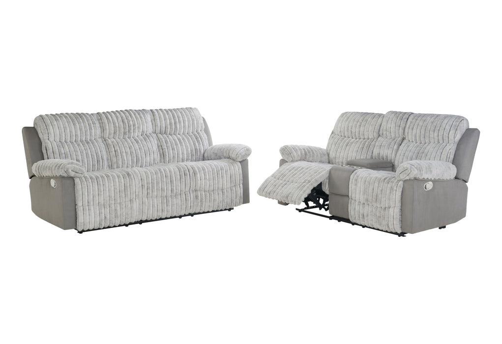 U6028 GREY RECLINING SOFA/CONSOLE RECLINING LOVESEAT - De Avenue Furniture