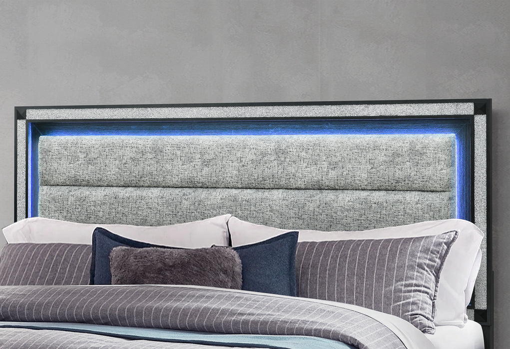 SOLEIL CHARCOAL KING BED GROUP WITH COOLER AND SPEAKER - De Avenue Furniture