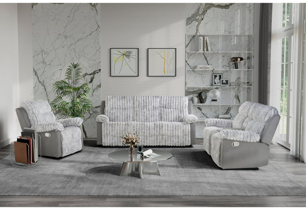 U6028 GREY RECLINING SOFA/CONSOLE RECLINING LOVESEAT/GLIDER RECLINER - De Avenue Furniture
