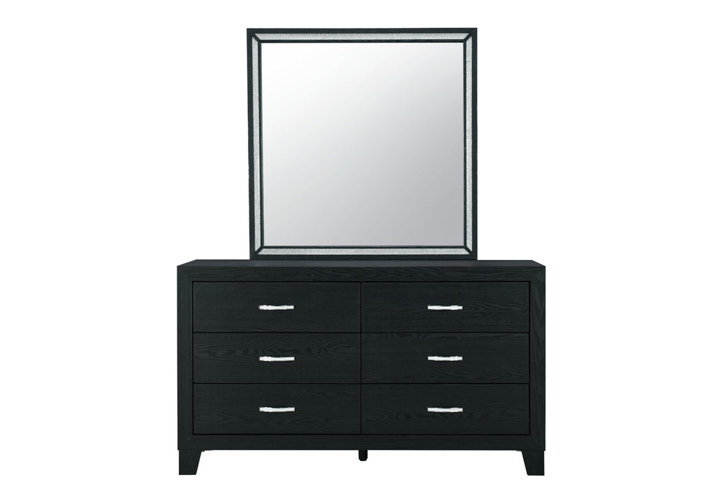 REID BLACK KING BED DRESSER MIRROR NIGHTSTAND - De Avenue Furniture