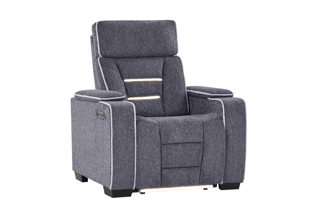 U1895 GREY P2 RECLINER WITH IS AND LED - De Avenue Furniture