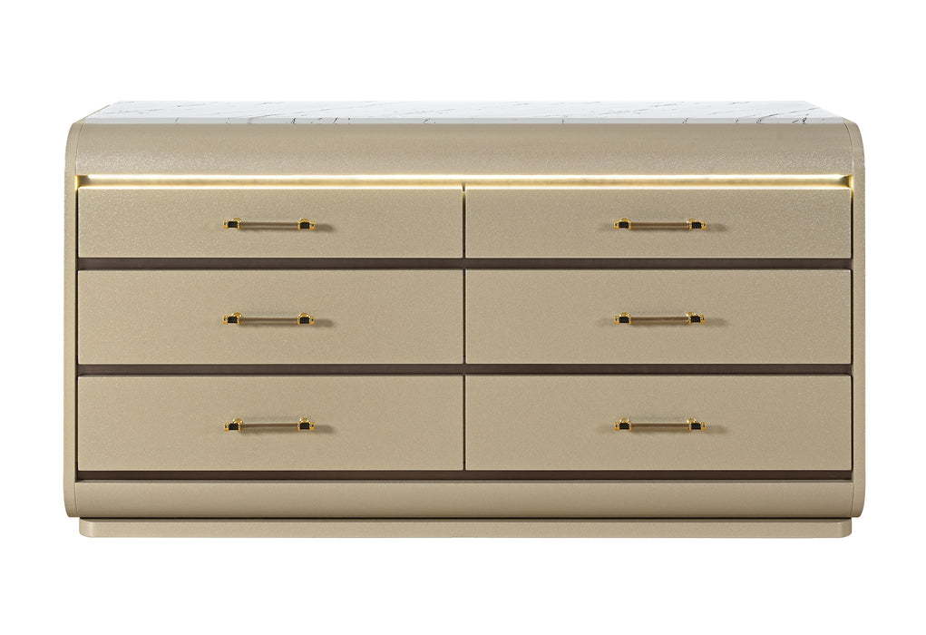 GENESIS GOLD DRESSER WITH LED - De Avenue Furniture