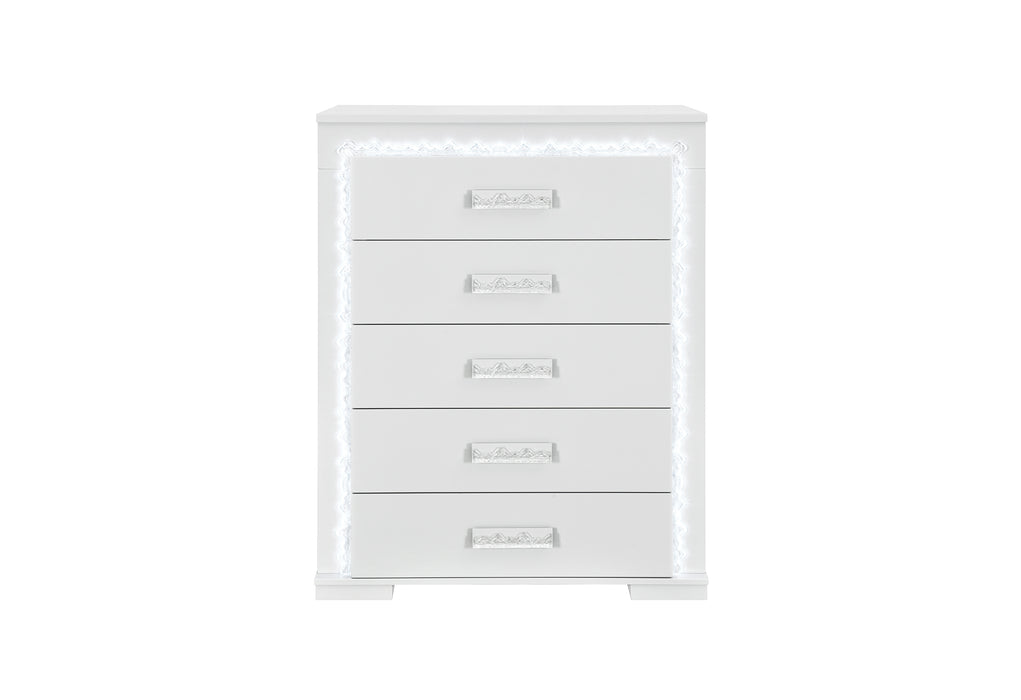 NAOMI SILVER MARBLE CHEST WITH LED - De Avenue Furniture