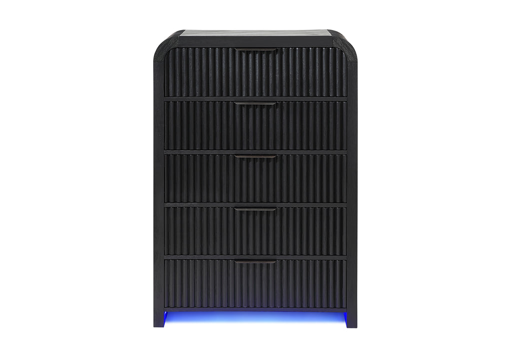 BECKETT WHT/BLK CHEST W/ LED - De Avenue Furniture