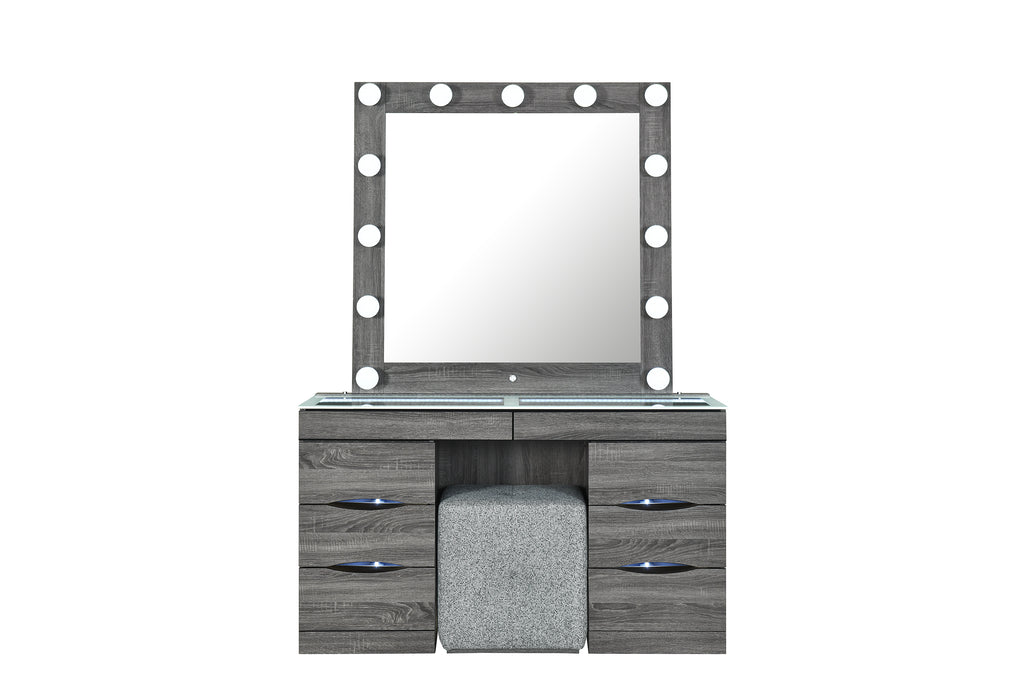 LEXI GREY VANITY WITH SPEAKER - De Avenue Furniture