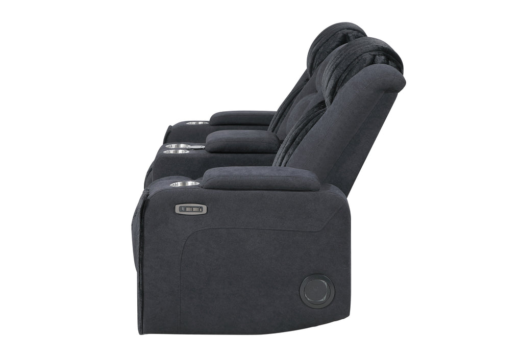 U8000 BLACK PWR CONSOLE REC LOVESEAT W/PHR, LED AND SPEAKER - De Avenue Furniture
