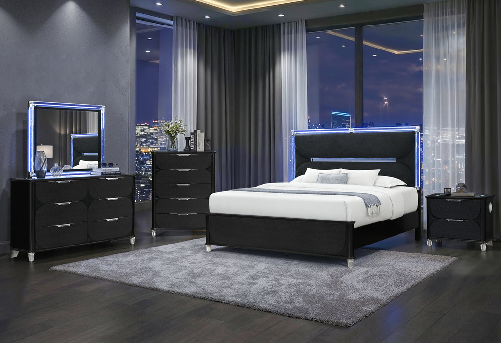 LANDO BLACK QUEEN BED GROUP - De Avenue Furniture