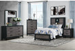 LISBON GREY/BLACK BOOKCASE TWIN BED GROUP - De Avenue Furniture