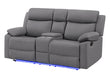 U6026 GREY PU 46A CONSOLE RECLINING LOVESEAT WITH LED - De Avenue Furniture