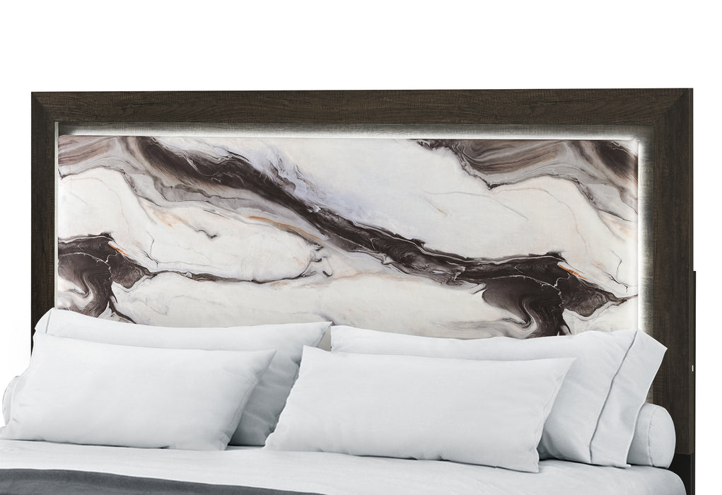 HARMONY BROWN QUEEN BED WITH LED - De Avenue Furniture