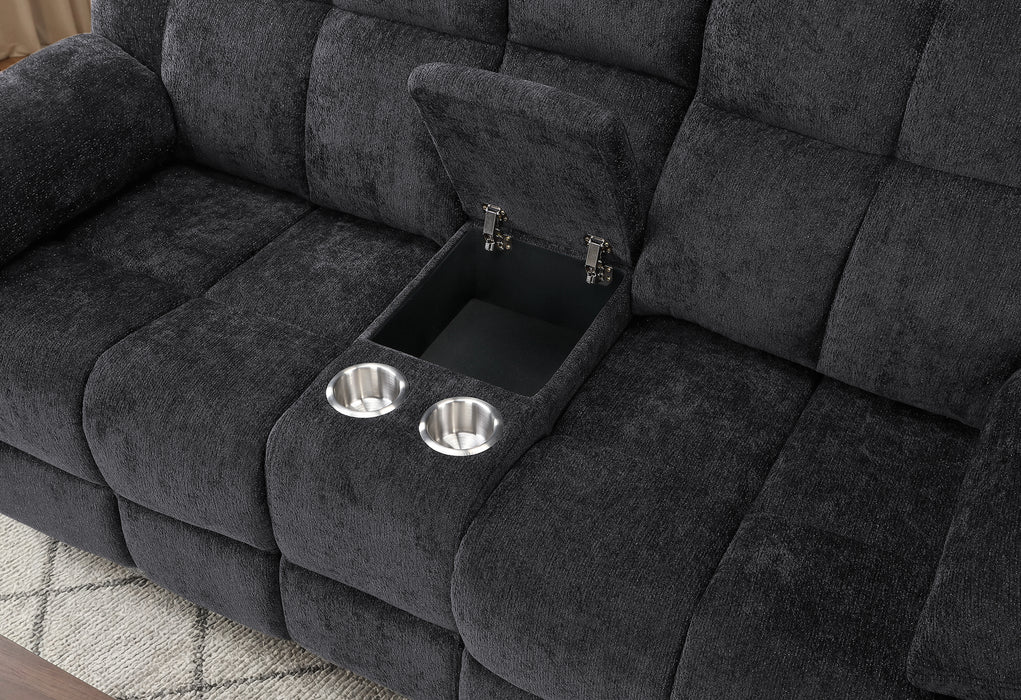 U6000 BLACK CONSOLE RECLINING LOVESEAT - De Avenue Furniture