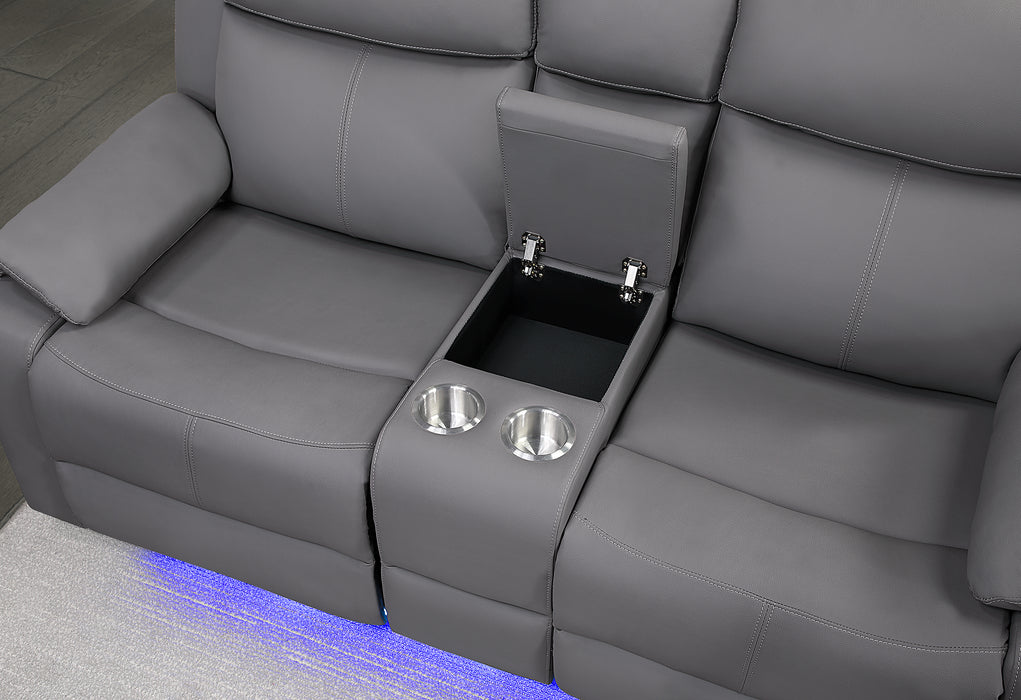 U6026 GREY PU 46A REC SOFA/CONSOLE REC LOVESEAT/GLIDER RECLINER - De Avenue Furniture