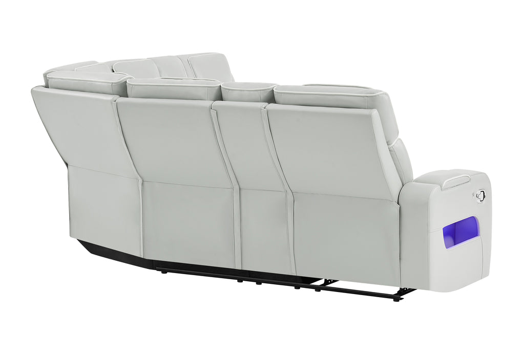 U8611 BLANCHE SILVER SECTIONAL WITH LED - De Avenue Furniture