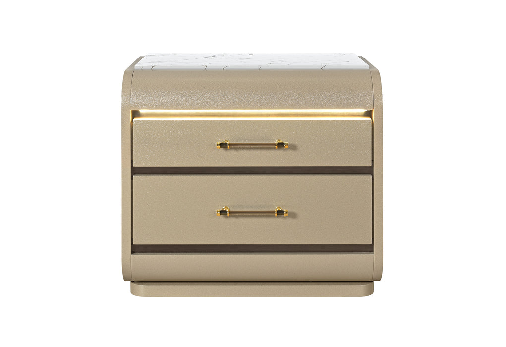 GENESIS GOLD NIGHTSTAND WITH LED - De Avenue Furniture