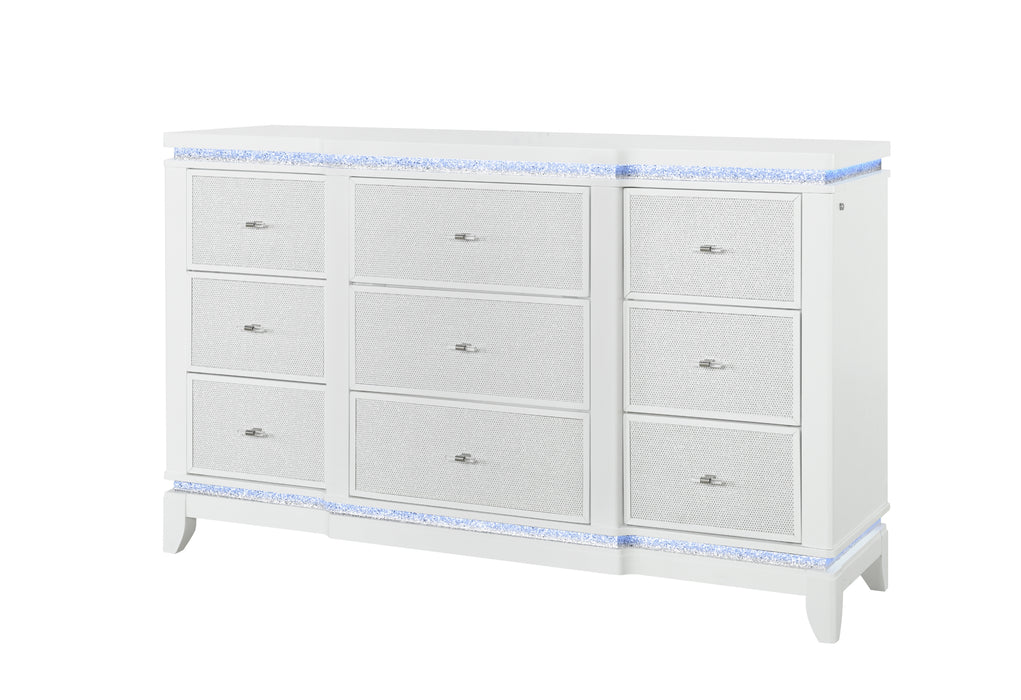ALINA WHITE DRESSER WITH LED - De Avenue Furniture