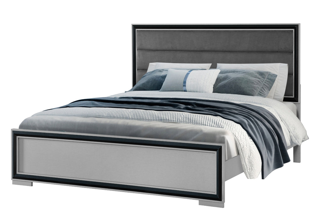 AMELIA GREY/BLACK QUEEN BED, DRESSER, MIRROR AND NIGHTSTAND - De Avenue Furniture