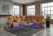U8611 CAMEL SECTIONAL WITH POWER HEADREST, CONTINUOUS LED AND SPEAKER - De Avenue Furniture