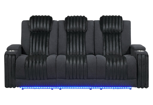 U8000 BLACK PWR REC SOFA W/PHR, DDT, READING LIGHT & LED LIGHT - De Avenue Furniture