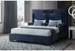 OSCAR NAVY BLUE QUEEN BED NO WOOD TRIM - De Avenue Furniture