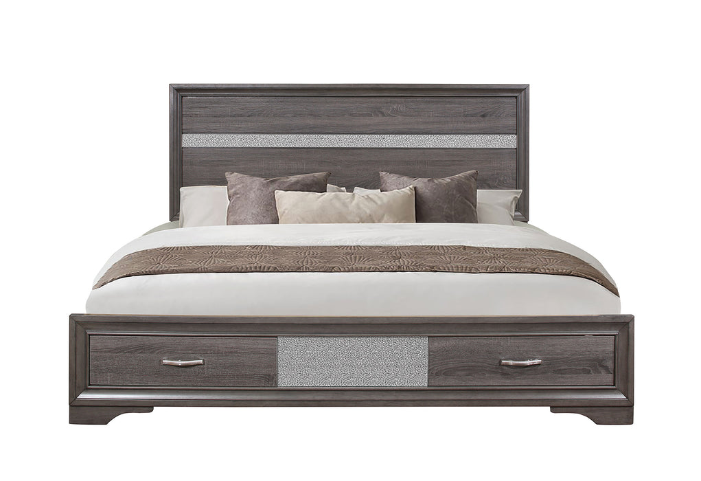 SEVILLE GREY KING BED DRESSER MIRROR NIGHTSTAND - De Avenue Furniture