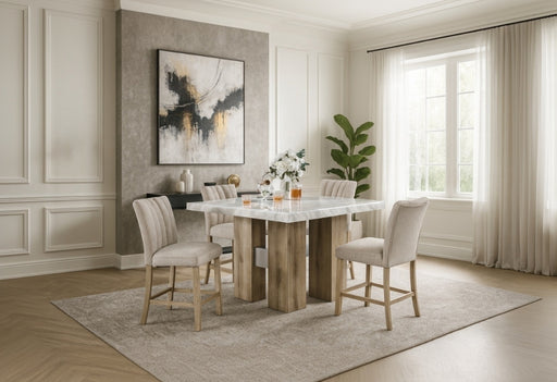 D04 NATURAL BAR TABLE + 6 D8685 BEIGE/NAT BAR STOOL - De Avenue Furniture