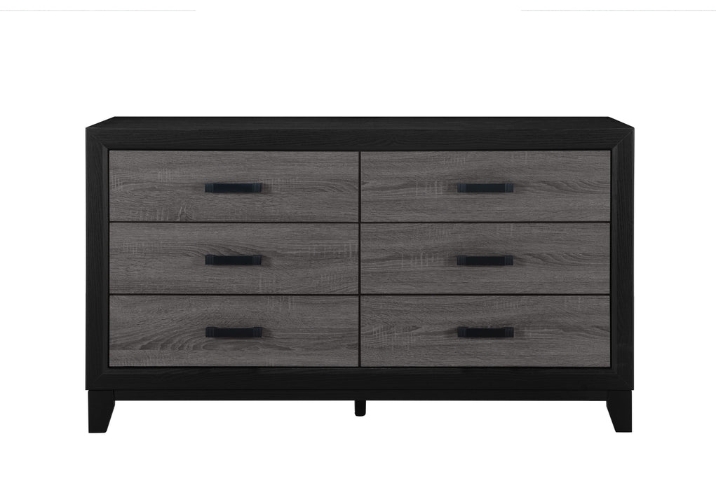 LISBON GREY/BLACK BOOKCASE TWIN BED, DRESSER, MIRROR AND NIGHTSTAND - De Avenue Furniture