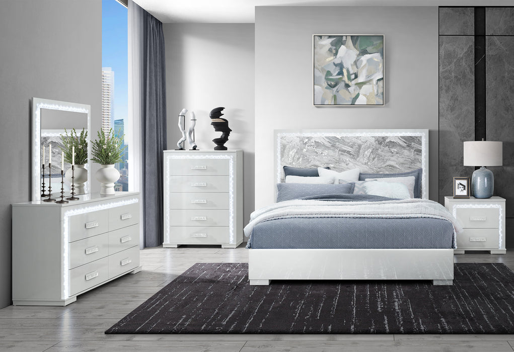 NAOMI SILVER MARBLE FULL BED GROUP - De Avenue Furniture