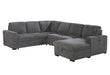 U2660 GREY SECTIONAL W/PULL OUT SOFA BED - De Avenue Furniture