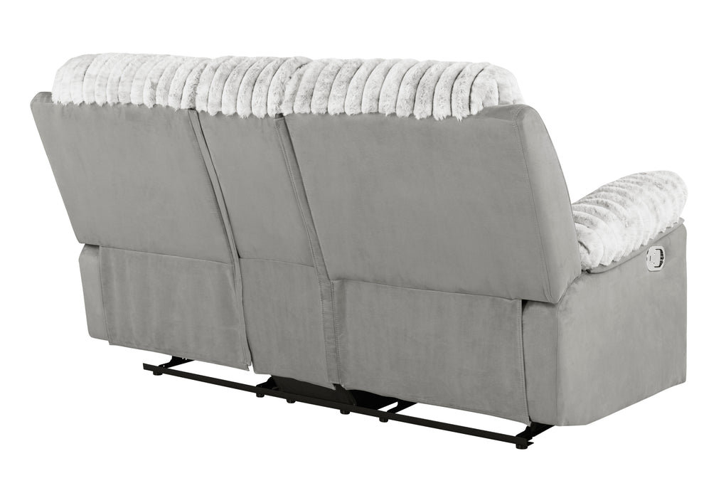 U6028 GREY CONSOLE RECLINING LOVESEAT - De Avenue Furniture