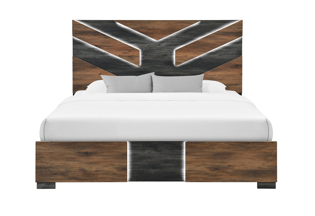 OPTIMUS BROWN/BLACK KING BED - De Avenue Furniture