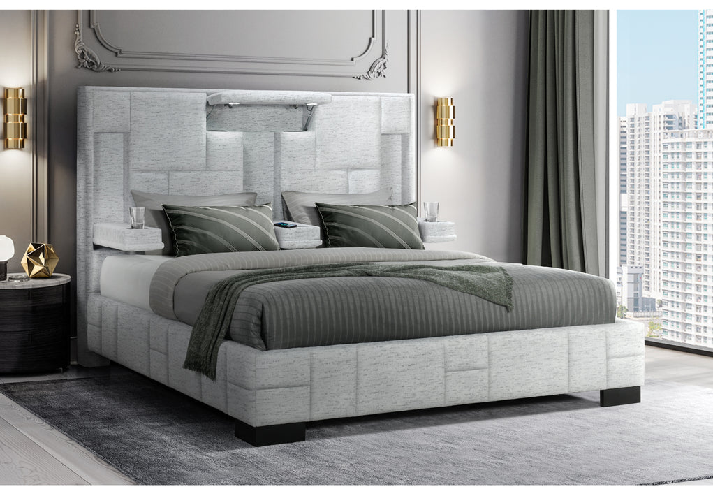 OSCAR GREY QUEEN BED NO WOOD TRIM - De Avenue Furniture