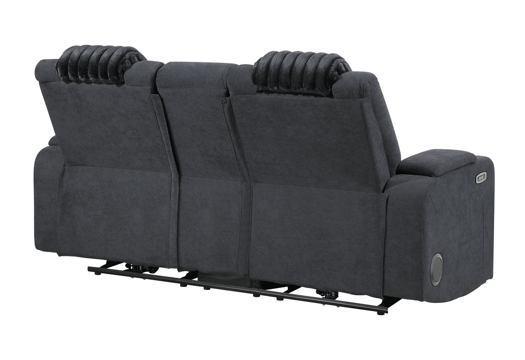 U8000 BLACK PWR CONSOLE REC LOVESEAT W/PHR, LED AND SPEAKER - De Avenue Furniture