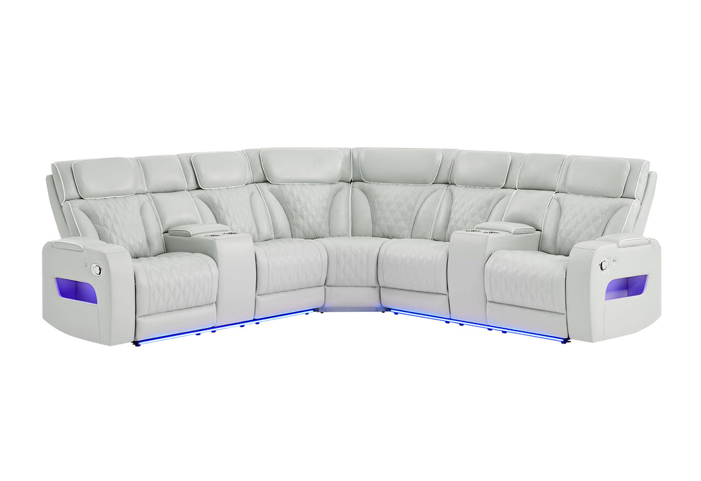 U8611 BLANCHE SILVER SECTIONAL WITH LED - De Avenue Furniture