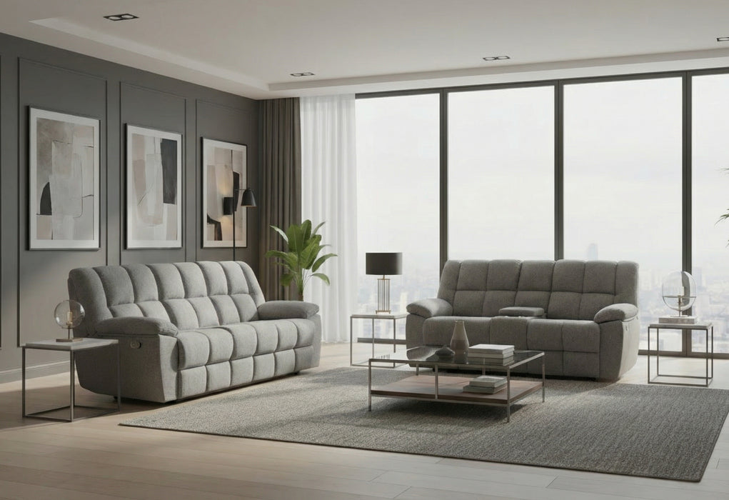 U6000 SMOKE RECLINING SOFA/CONSOLE RECLINING LOVESEAT - De Avenue Furniture