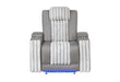 U8000 GREY POWER RECLINER W/ POWER HEADREST & LED LIGHT - De Avenue Furniture