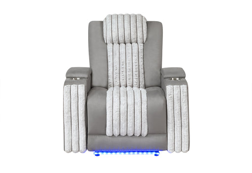 U8000 GREY POWER RECLINER W/ POWER HEADREST & LED LIGHT - De Avenue Furniture