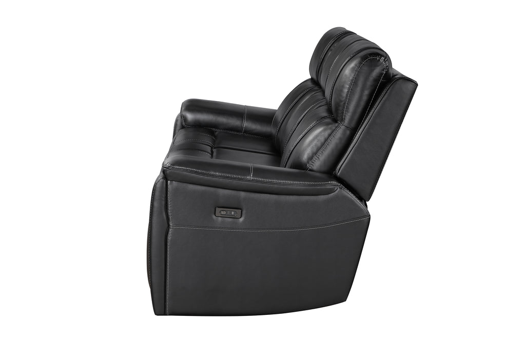 U8880 BLACK LEATHER POWER RECLINING SOFA - De Avenue Furniture