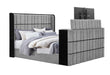 ISABELLA GREY KING BED W/LED, TV LIFT, SPEAKER AND FIREPLACE - De Avenue Furniture