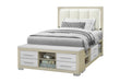 EMMA NATURAL/WHITE FULL BED WITH LED AND USB - De Avenue Furniture