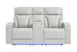 U8611 BLANCHE SILVER PWR CON REC LOVESEAT WITH PHR, LED & SPEAKER - De Avenue Furniture