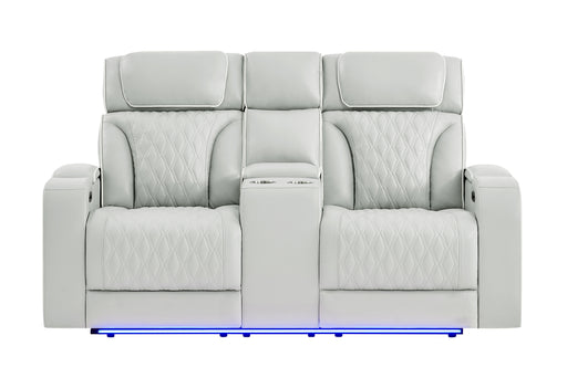 U8611 BLANCHE SILVER PWR CON REC LOVESEAT WITH PHR, LED & SPEAKER - De Avenue Furniture