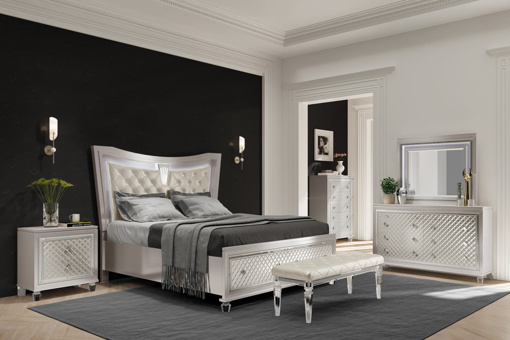 PARIS CHAMPAGNE KING BED GROUP WITH LED - De Avenue Furniture